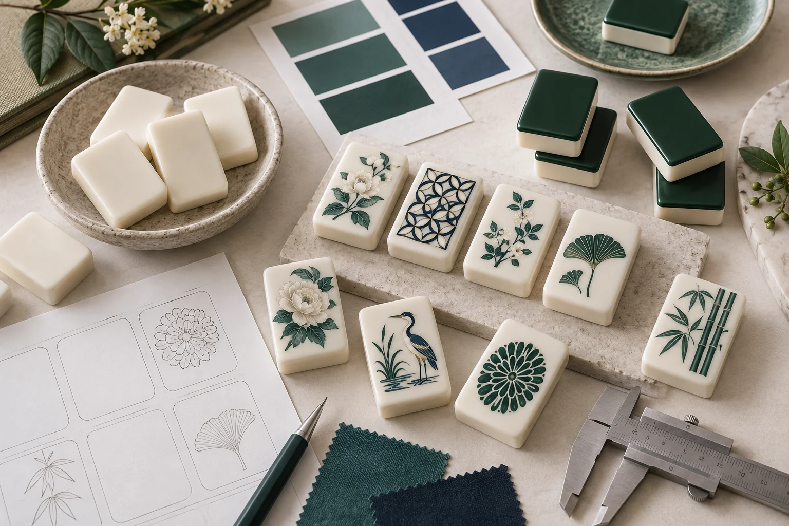 Custom Mahjong Tiles with coordinated mahjong accessories